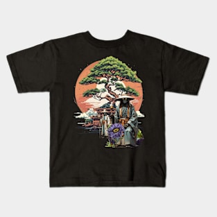 Samurai Robots Sitting Outside Temple Kids T-Shirt